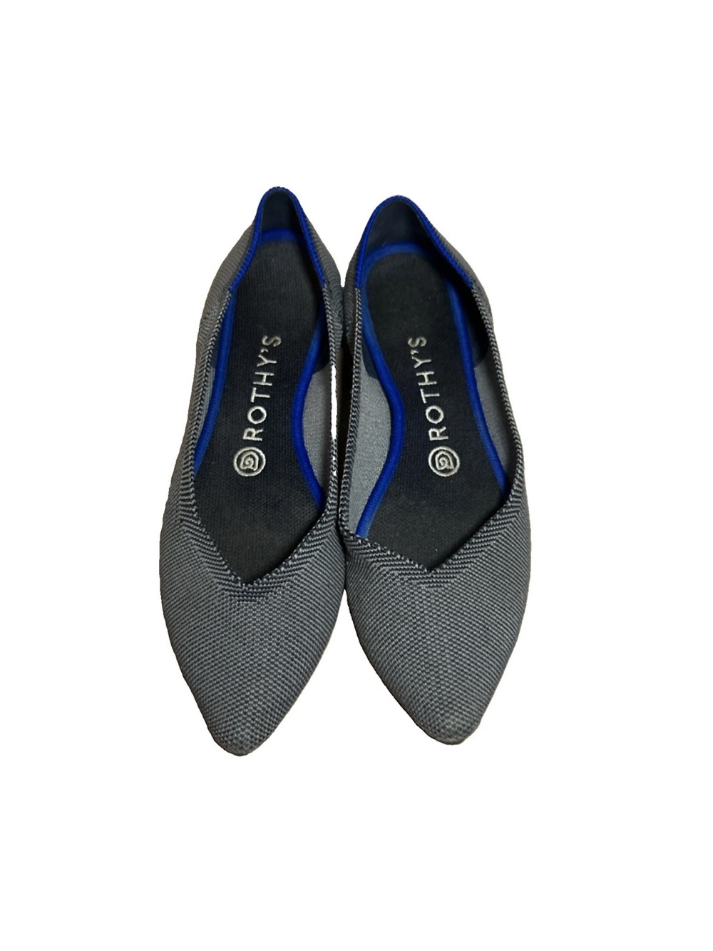 Rothy's Women Pointed Toe Flats Heather Black Knit Loafer Slip On Shoes Size 8.5